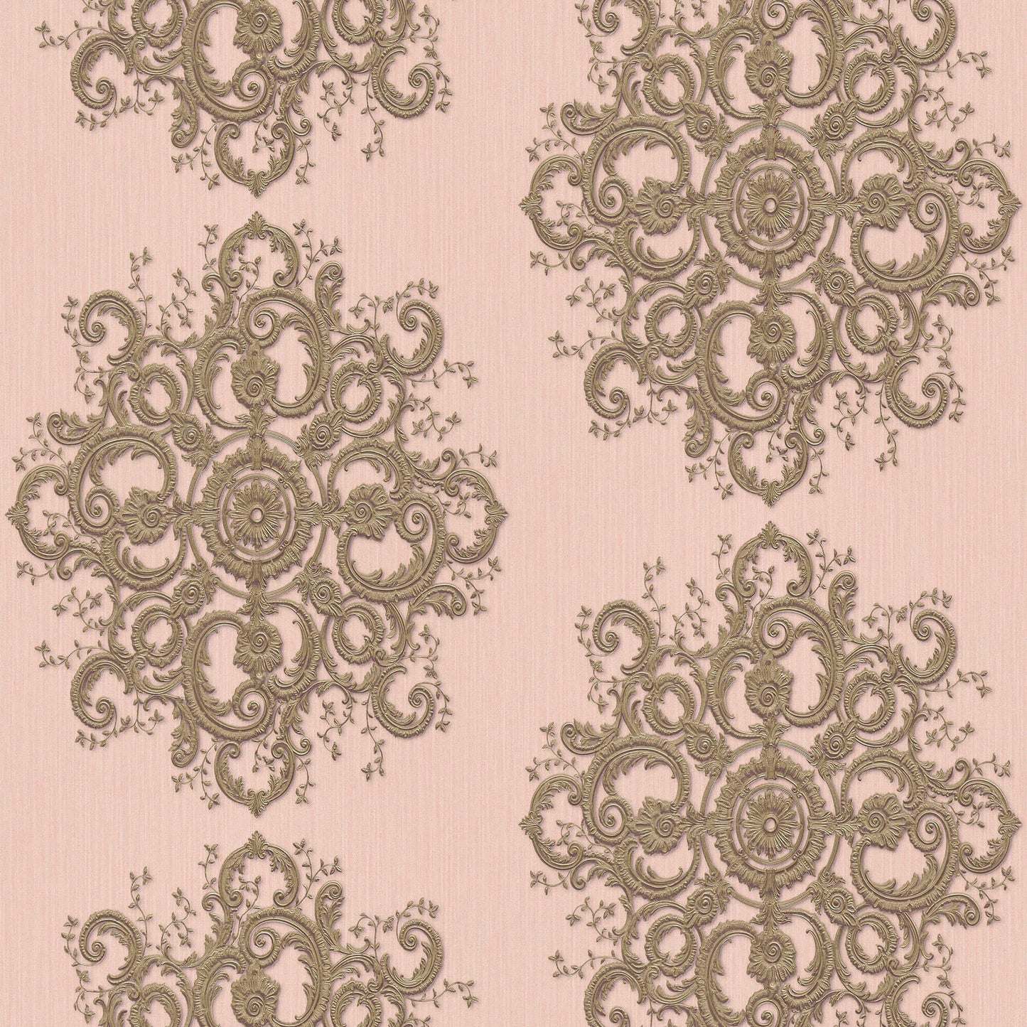 sample baroque damask wallpaper in blush gold from the elle decoration collection by galerie wallcoverings 1