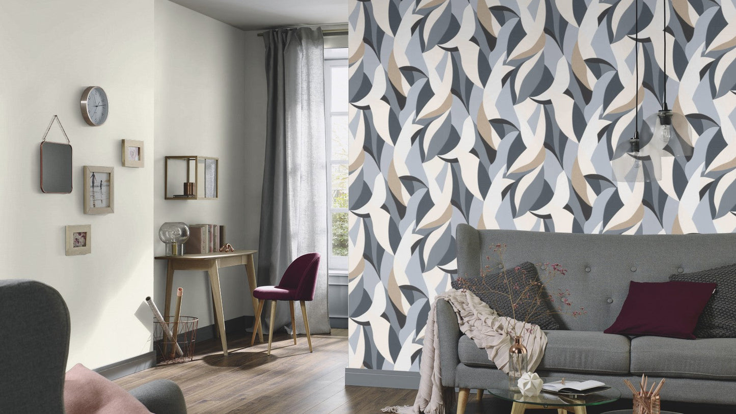 Elle Decoration Geo Graphic Wallpaper in Blue/Black