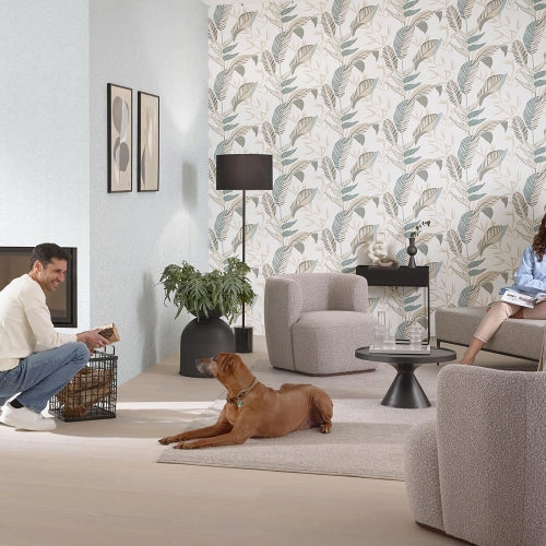 Elle Decoration Floral Wallpaper in Aqua