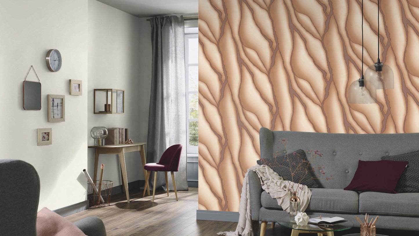 Elle Decoration Patterned Stone Wallpaper in Beige