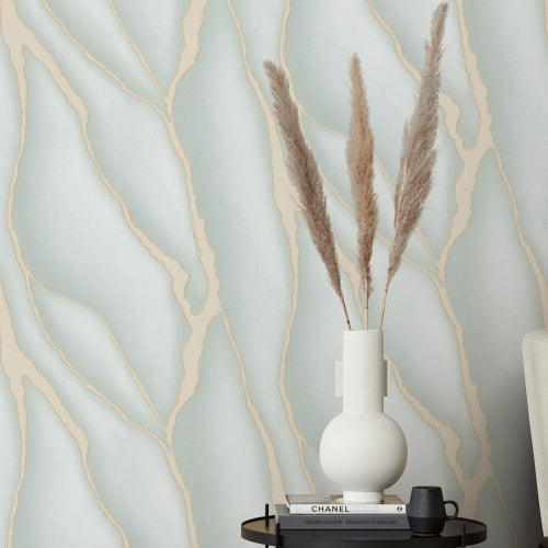 Elle Decoration Patterned Stone Wallpaper in Green
