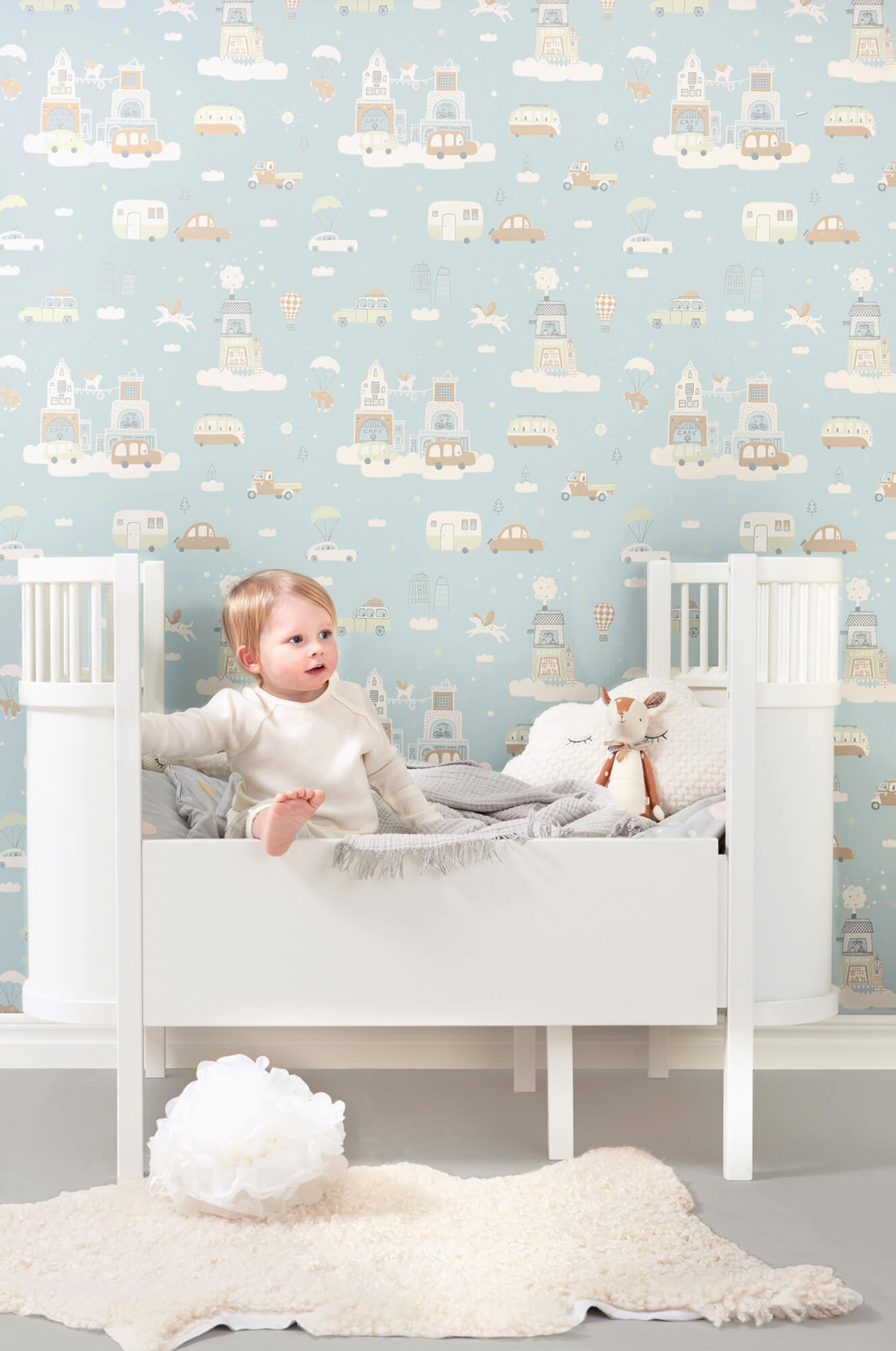 Above The Clouds Soft Blue Wallpaper by Majvillan