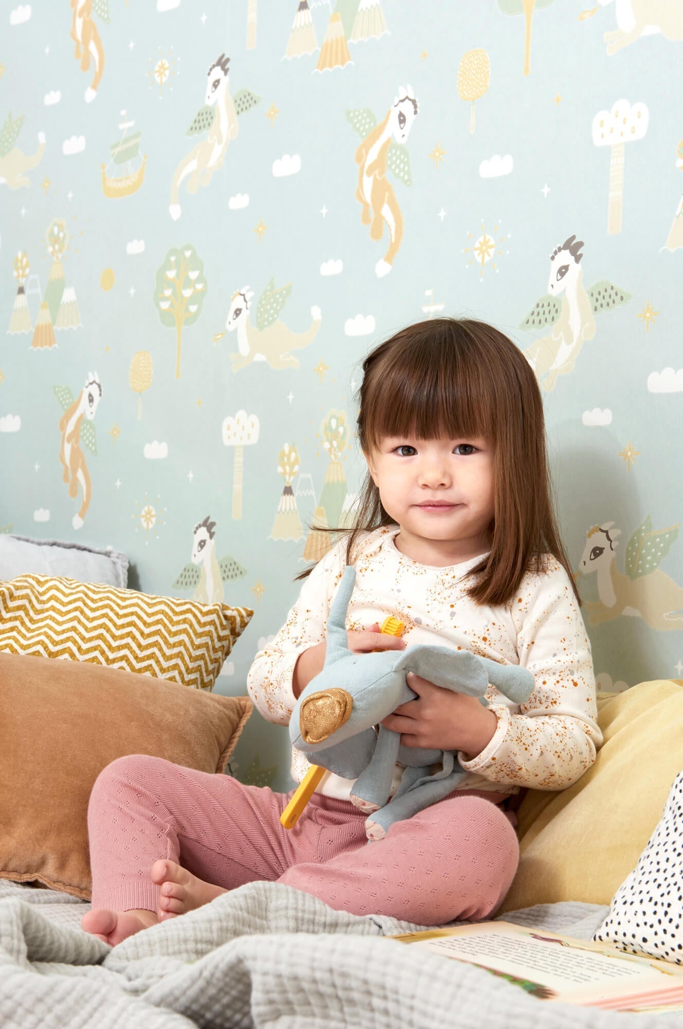 Magical Adventure Dusty Blue Wallpaper by Majvillan