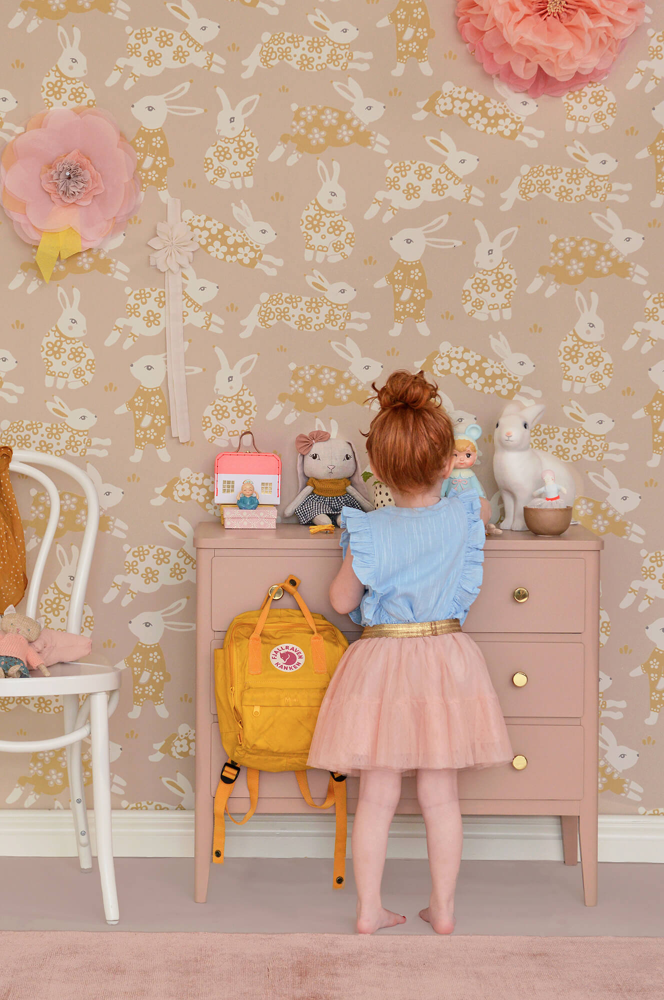 Garden Party Dusty Blush Pink Wallpaper by Majvillan