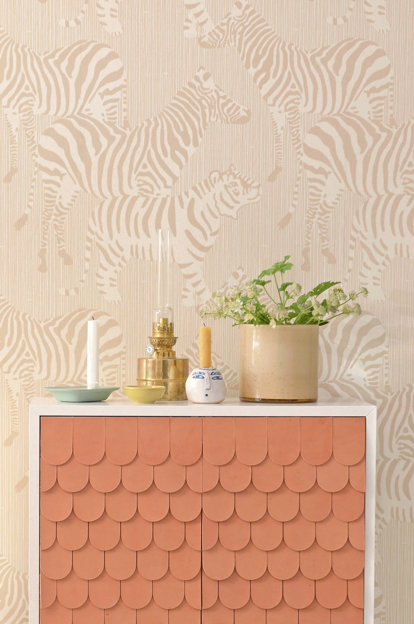 Safari Stripes Dusty Beige Wallpaper by Majvillan