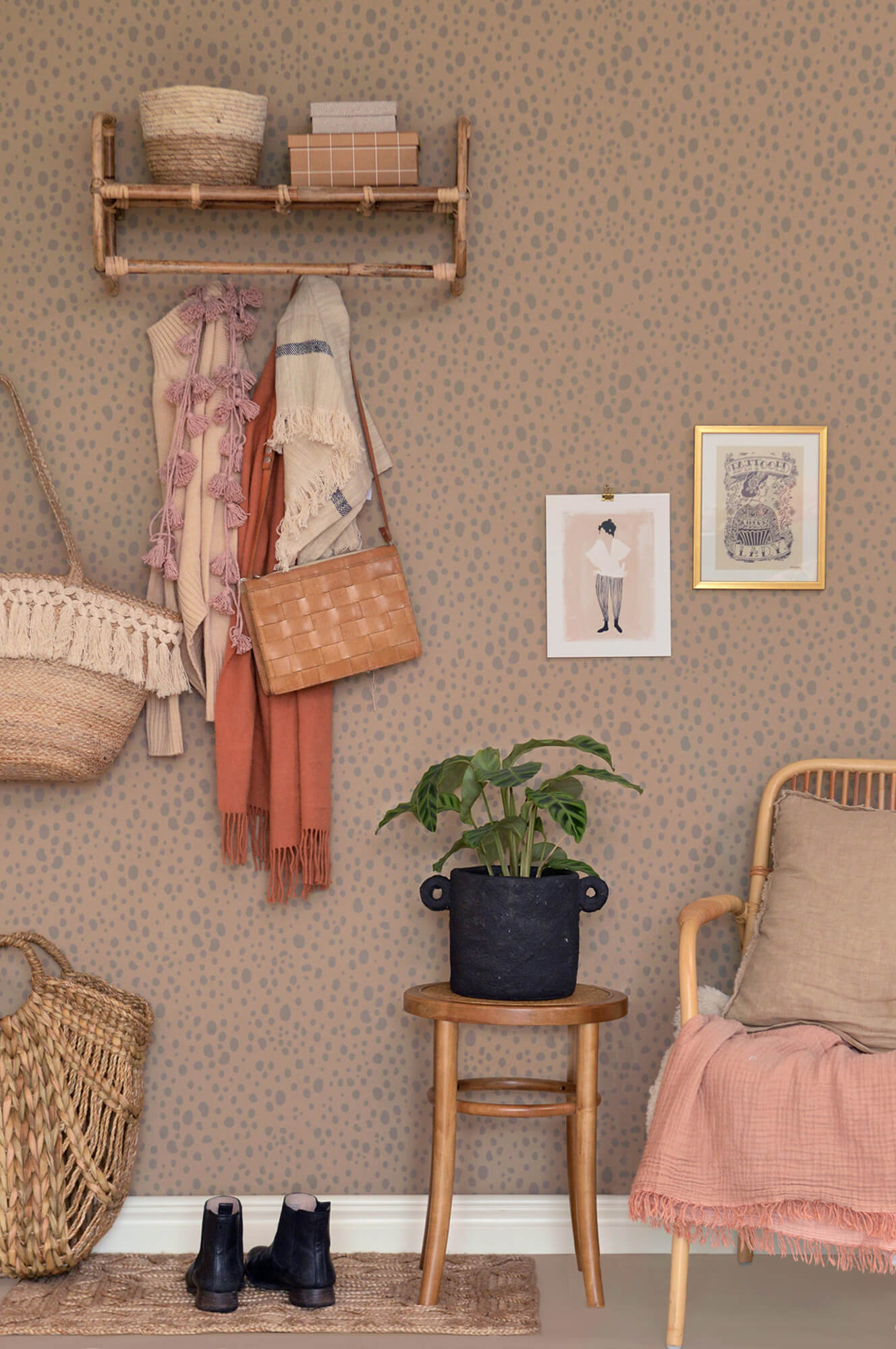 Animal Dots Soft Brown Wallpaper by Majvillan