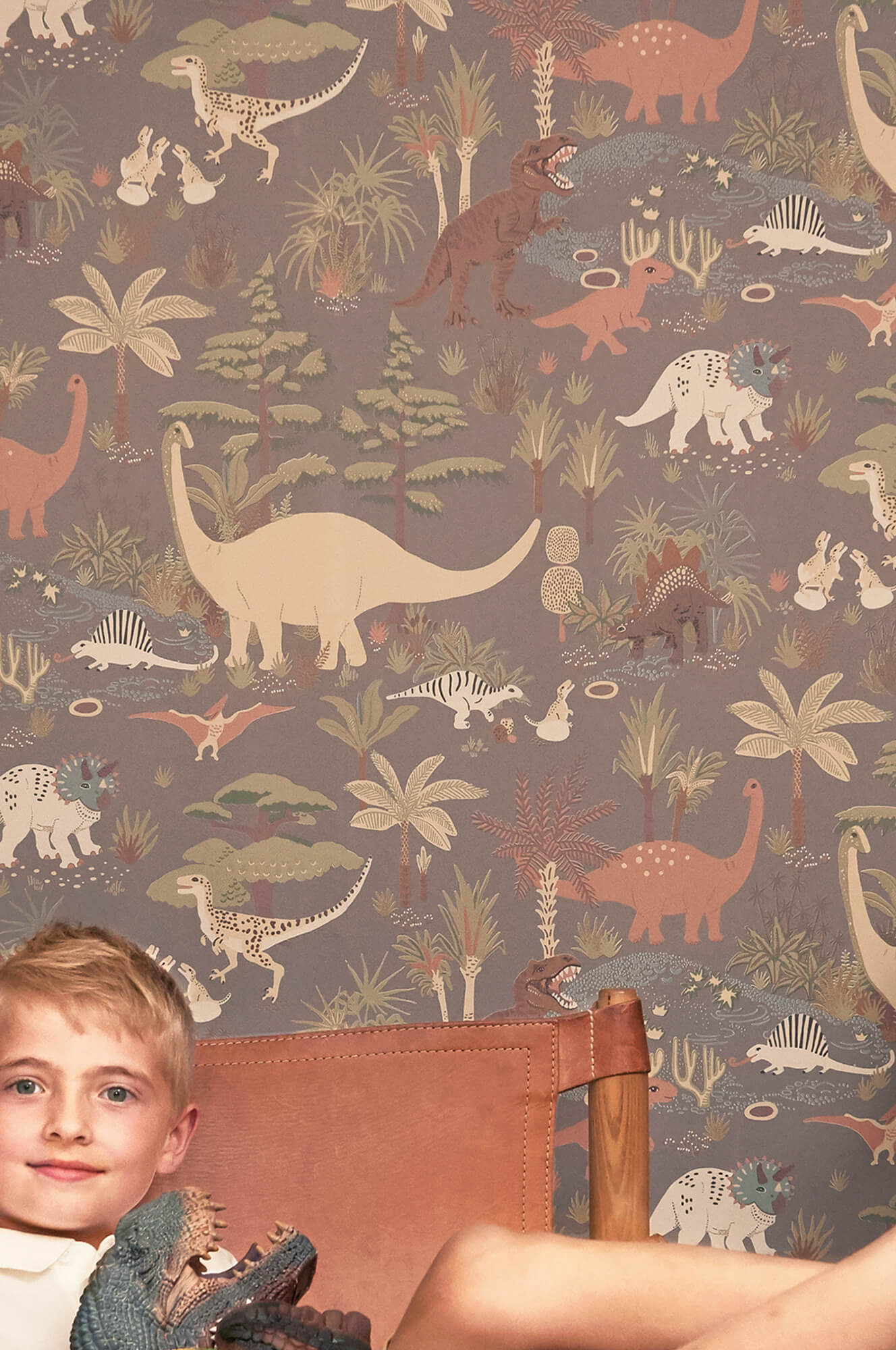 Dinosaur Vibes Wallpaper in Evening Grey