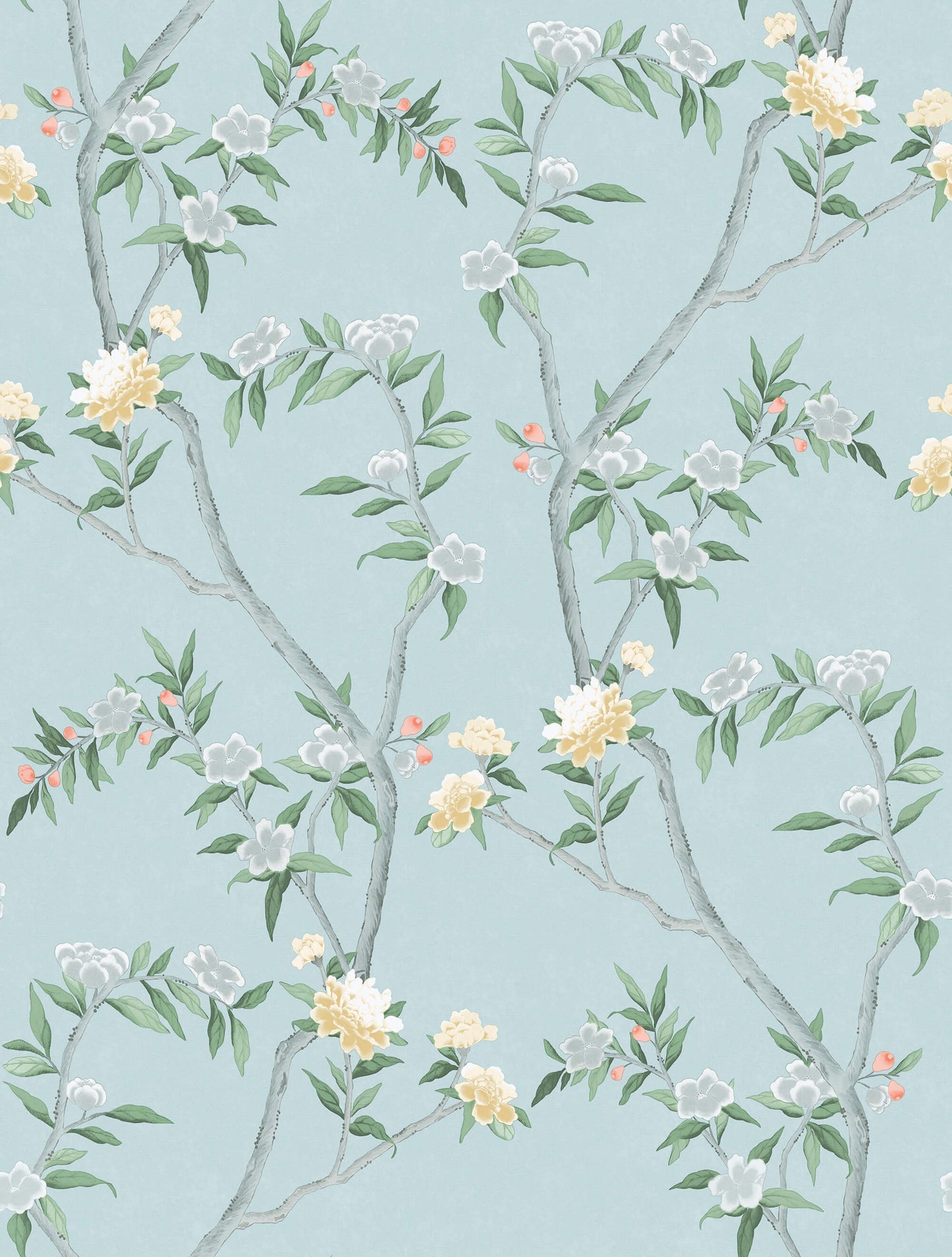 Sample Spring Blossom Chinoiserie Wallpaper in Turquoise