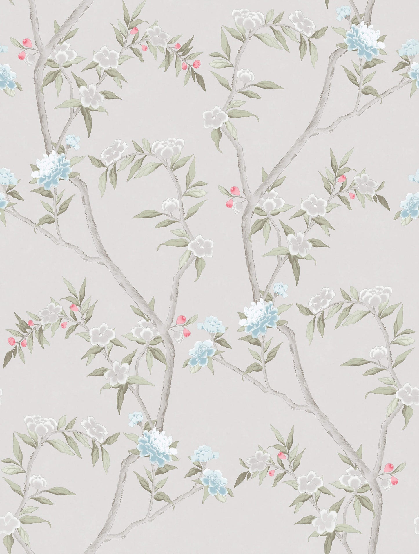 Sample Spring Blossom Chinoiserie Wallpaper in Grey