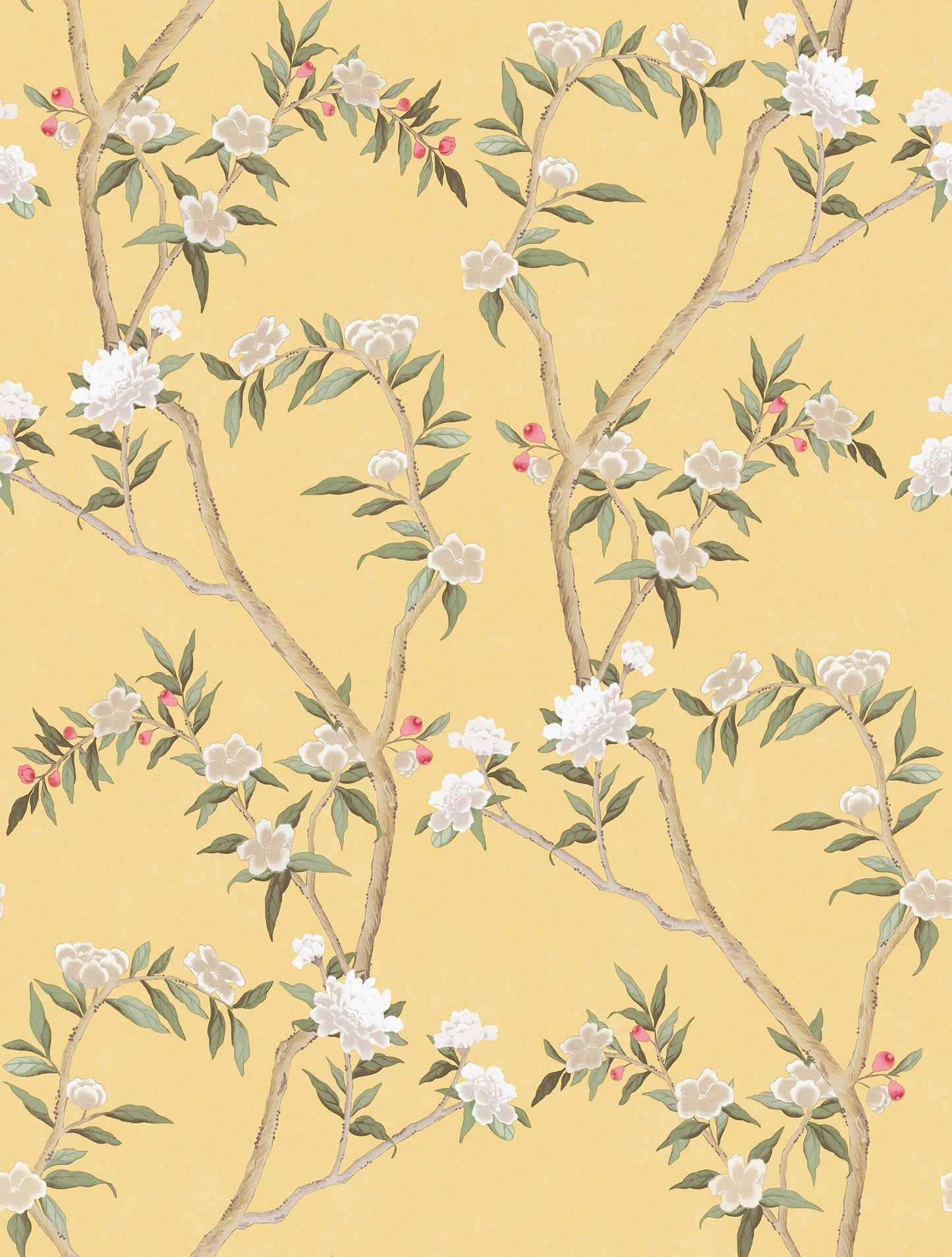 Sample Spring Blossom Chinoiserie Wallpaper in Yellow