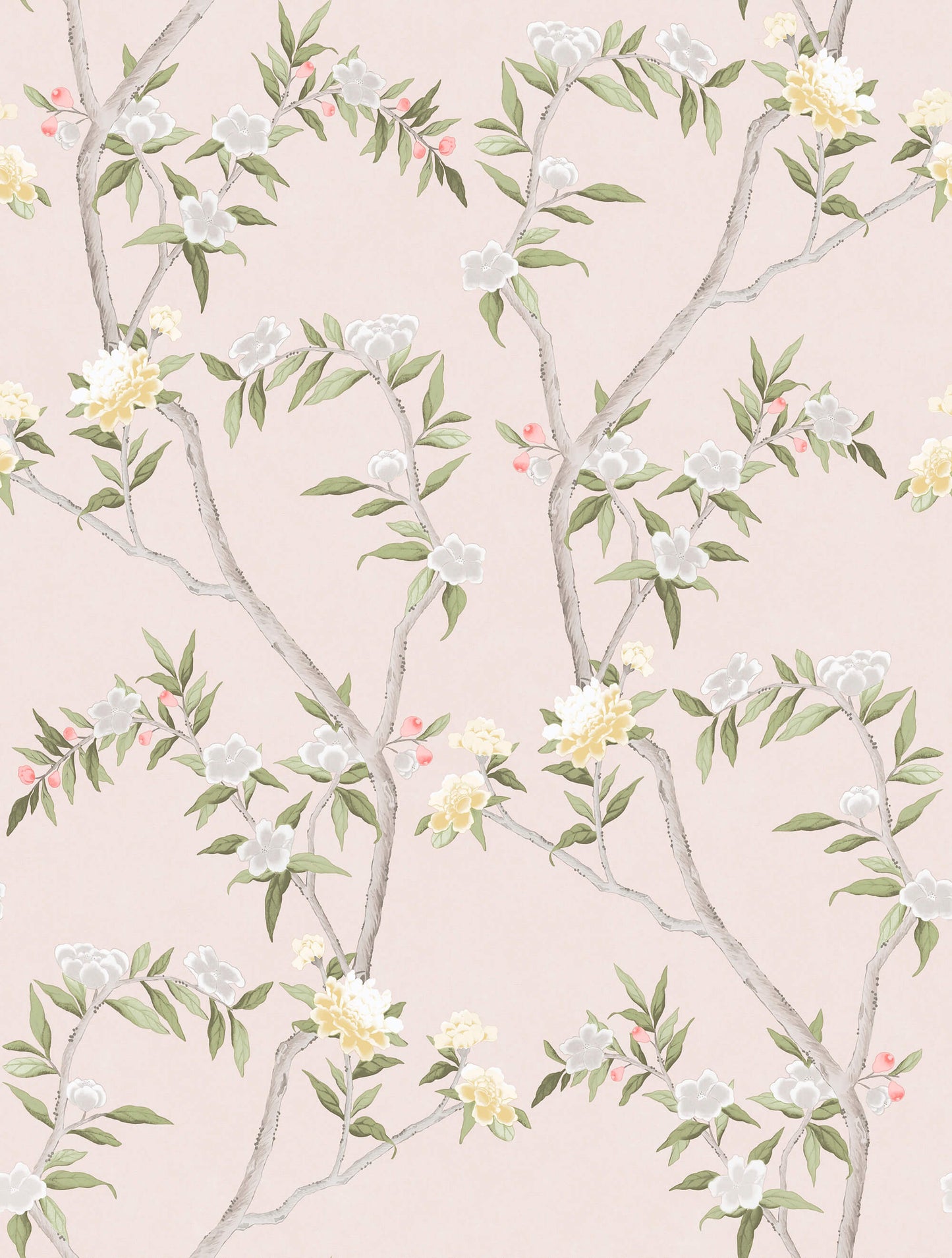 Sample Spring Blossom Chinoiserie Wallpaper in Soft Pink