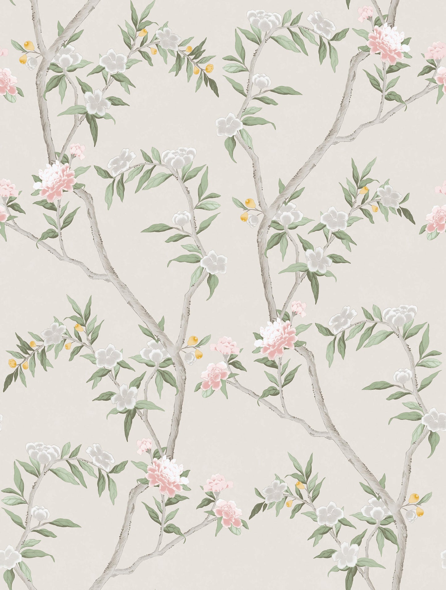 Sample Spring Blossom Chinoiserie Wallpaper in Beige