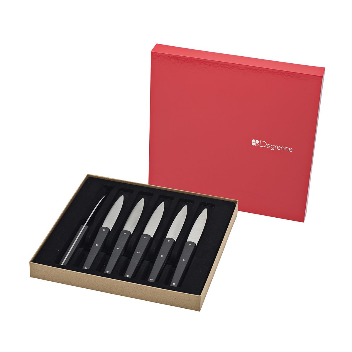 Mirror Mirage Gift Box Set of 6 Steak Knives in Anthracite by Degrenne Paris