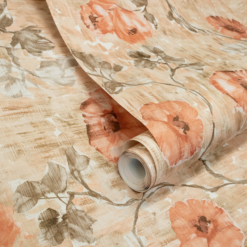 Petunia Wallpaper in Aurora Red Peach
