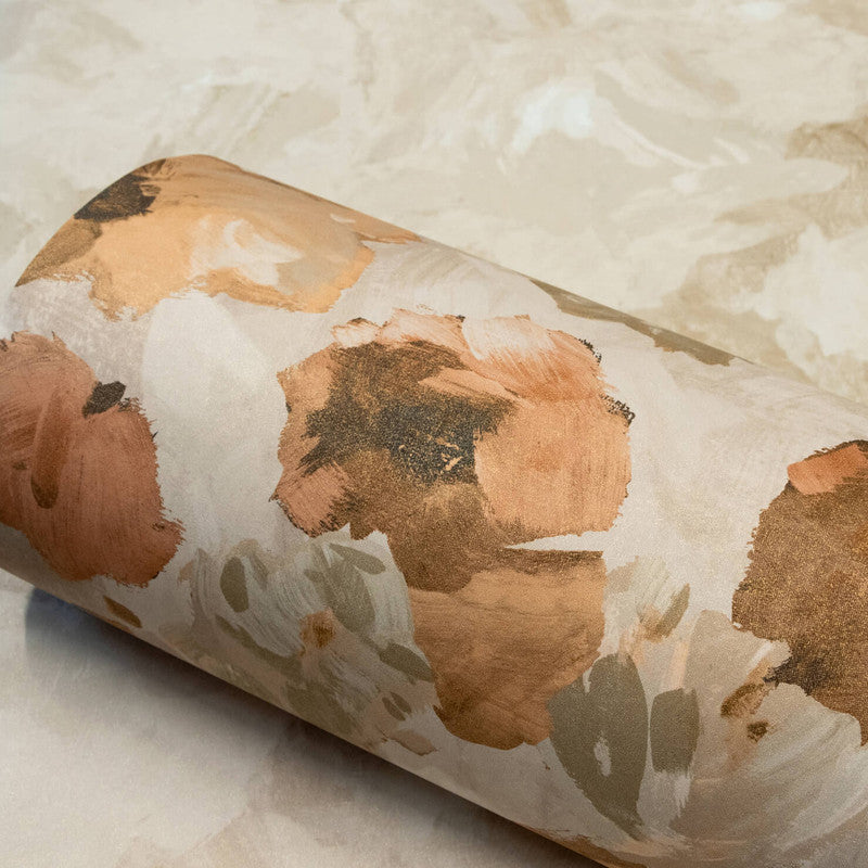 Paeonia Twinwall Wall Mural in Mandarine Beige