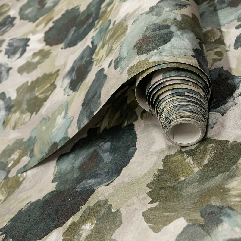 Paeonia Wallpaper in Smaragd Grey