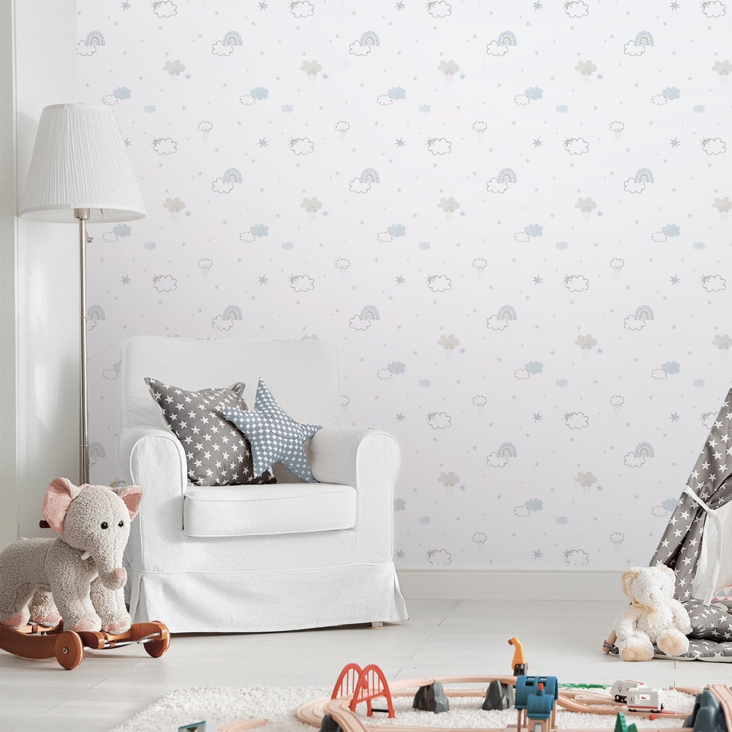 Bambino Rainbow In Blue Galerie Wallcoverings 288 2 3
