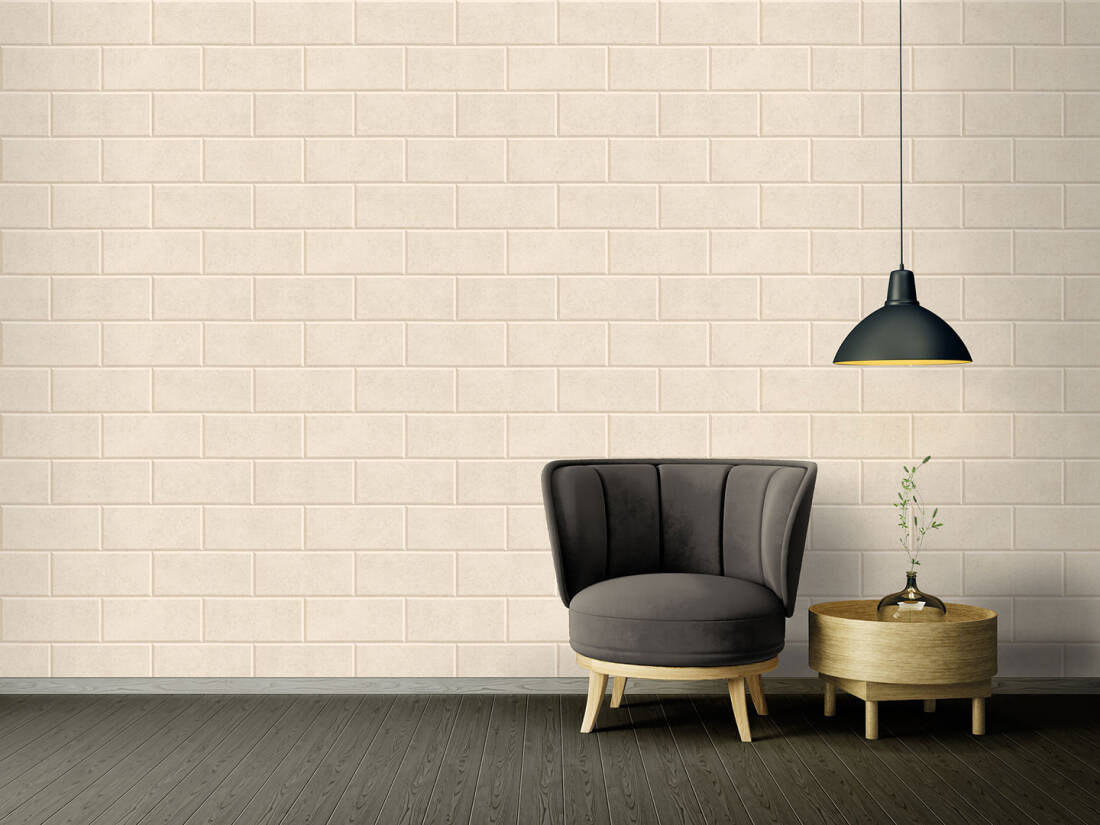 Modern Bricks/Stones Textured Wallpaper in Cream/Beige
