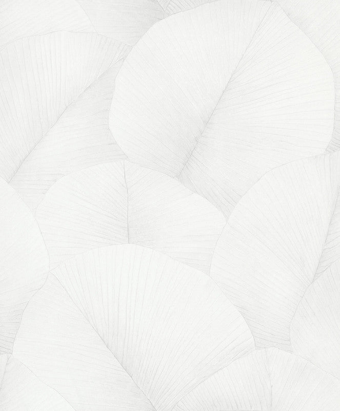 Sample Palm Leaf Wallpaper in Grey/White