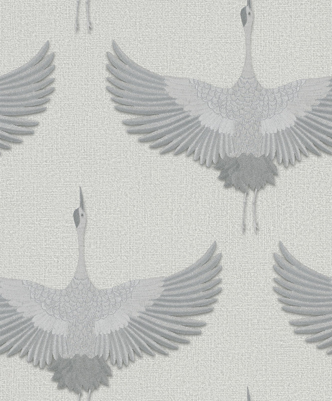 Sample Stork Wallpaper in Grey/White