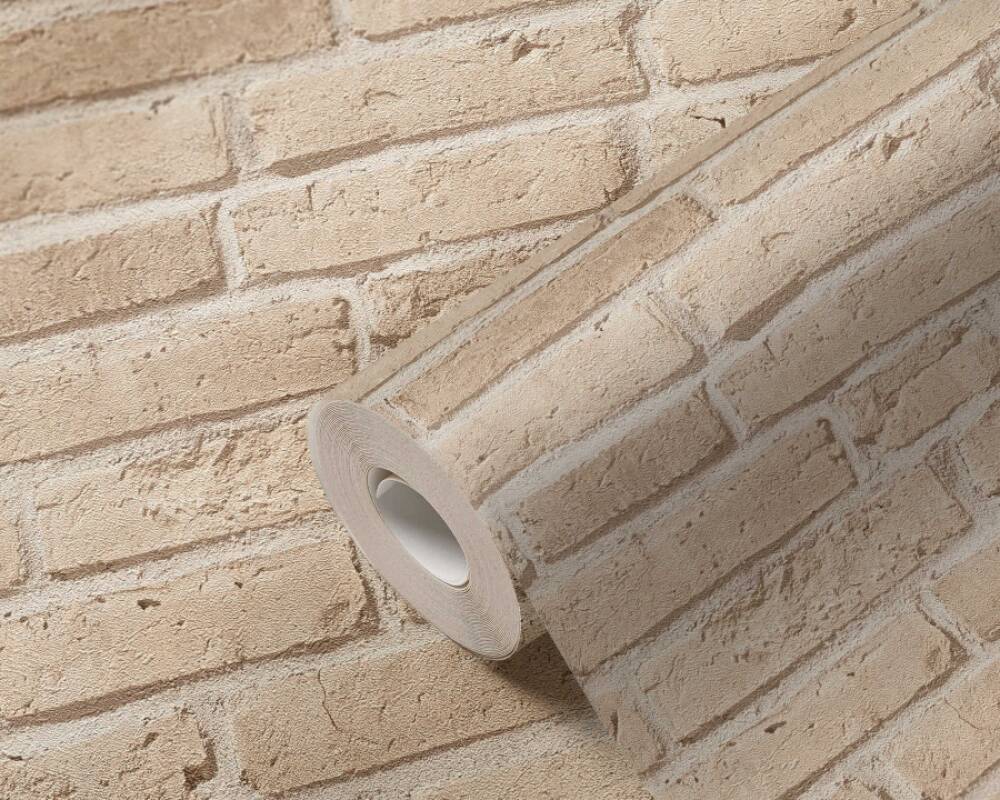 Brick Stone Wallpaper in Beige