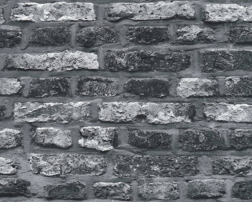 Sample Brick Cottage Wallpaper in Grey/Black