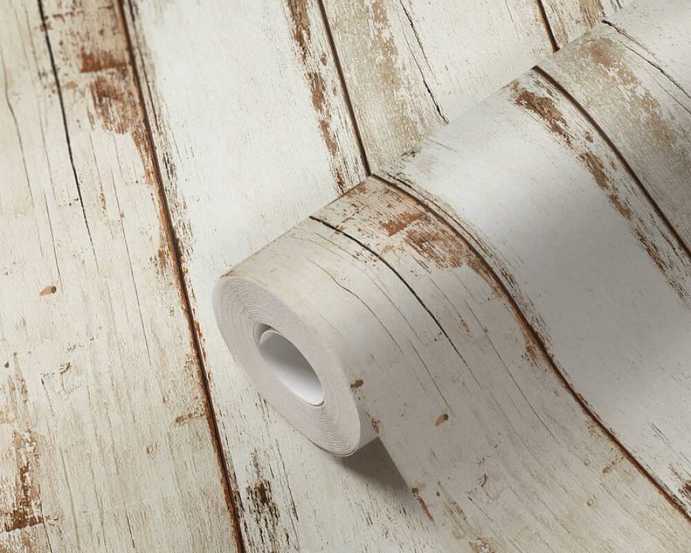 Wood Panel Stripes Wallpaper in Brown/Cream