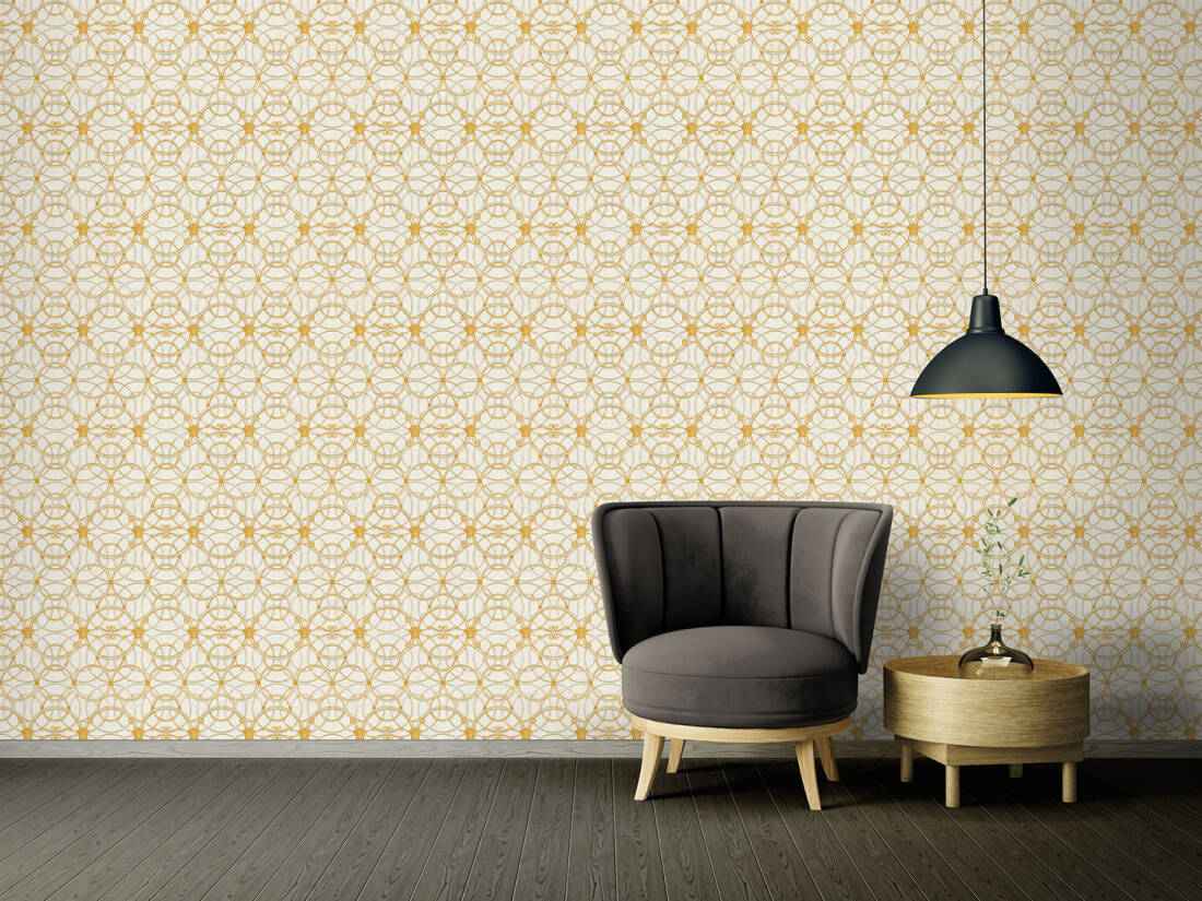 Modern Geometric Textured Wallpaper in Cream/Gold from the Versace IV Collection