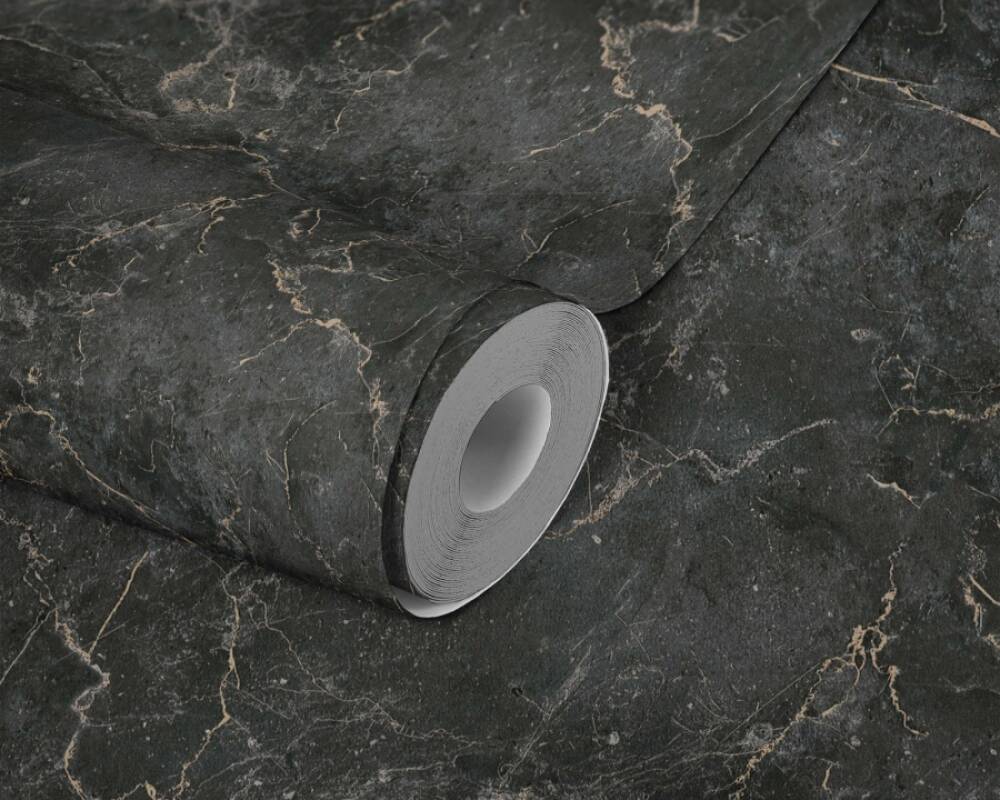 Marble Structures Wallpaper in Black/Beige