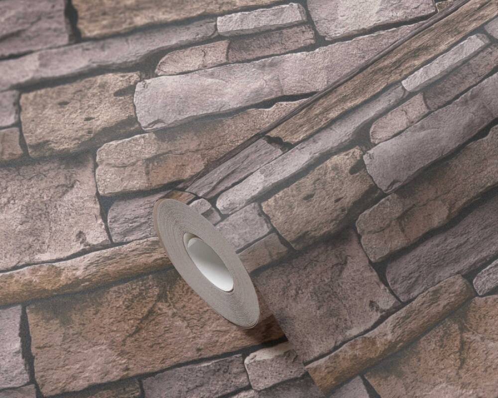 Stone Deco Wallpaper in Beige/Brown