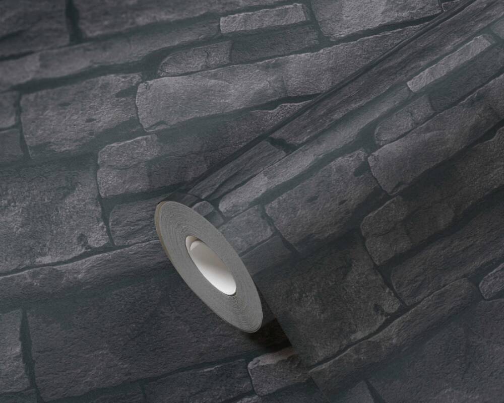 Stone Deco Wallpaper in Black