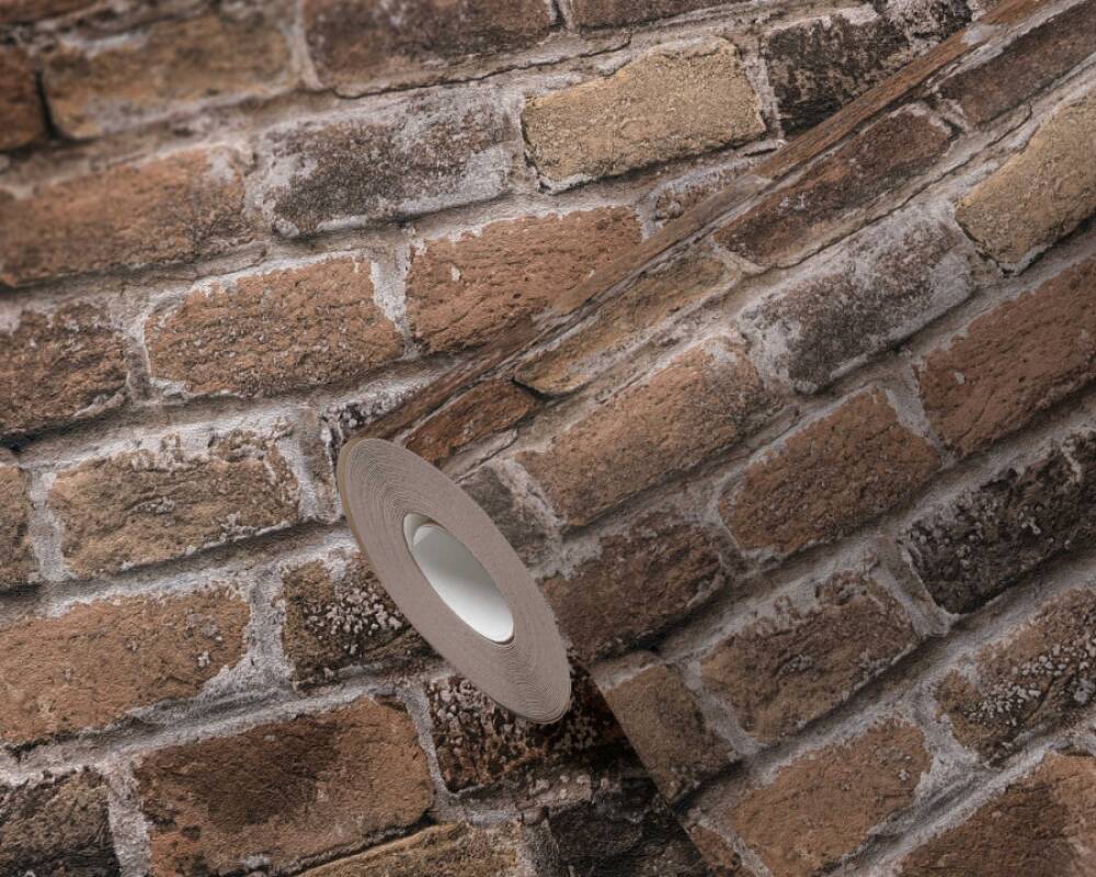 Brick Deco Wallpaper in Brown/Grey