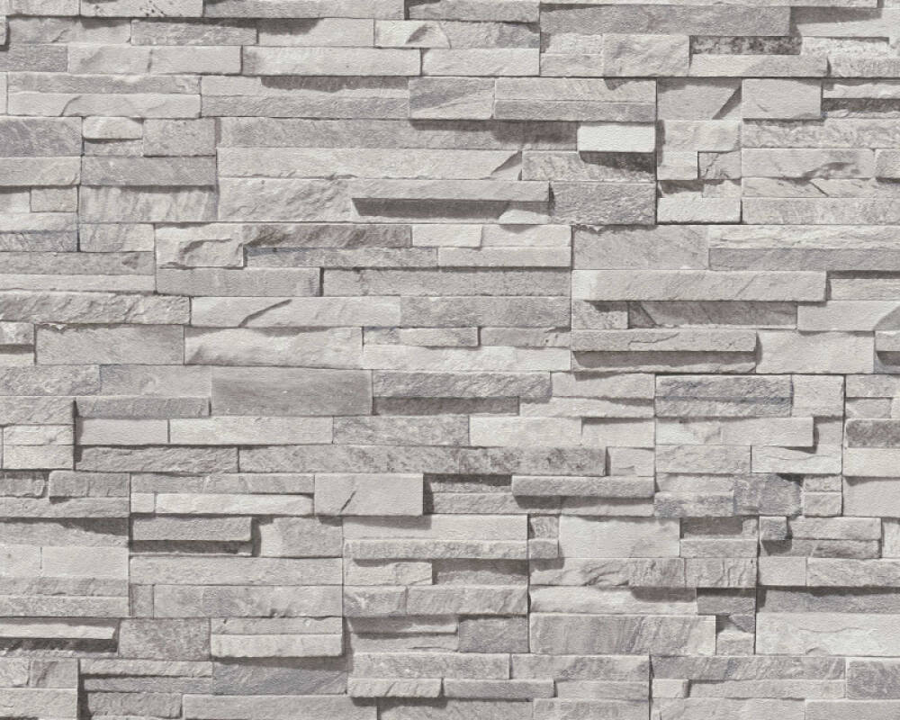 Sample Flat Stone Wallpaper in Grey/Cream