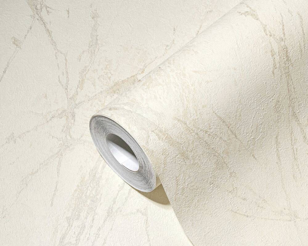 Deco Stone Wallpaper in Ivory/Metallic