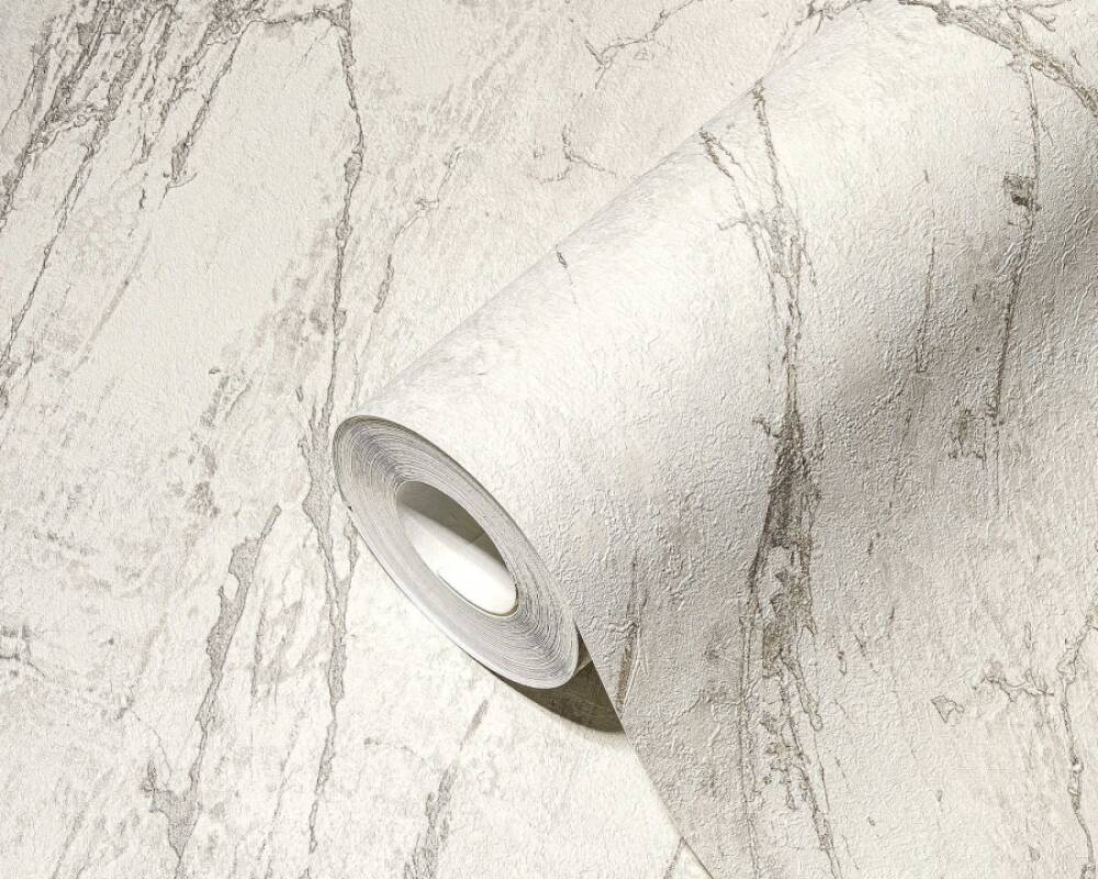Deco Stone Wallpaper in Grey/Metallic