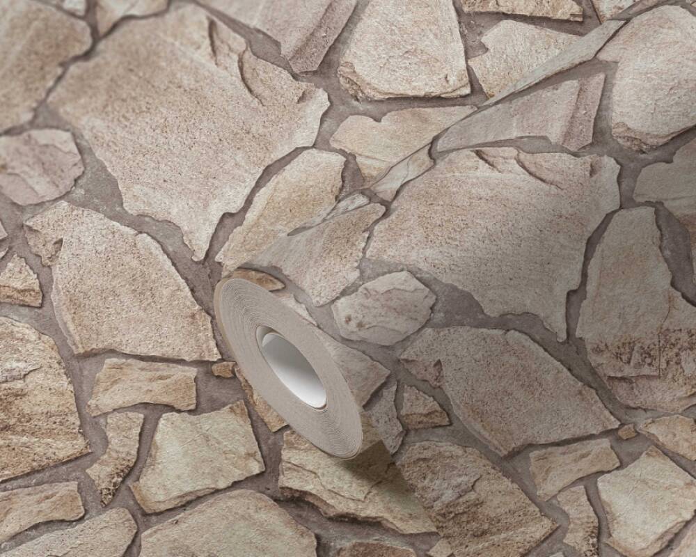 Stone Deco Abstract Wallpaper in Taupe