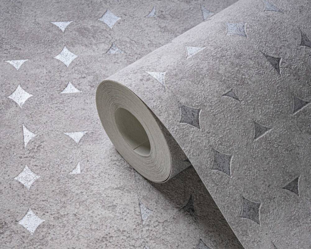 Geo Shapes & Accents Distressed Wallpaper in Light Grey/Silver