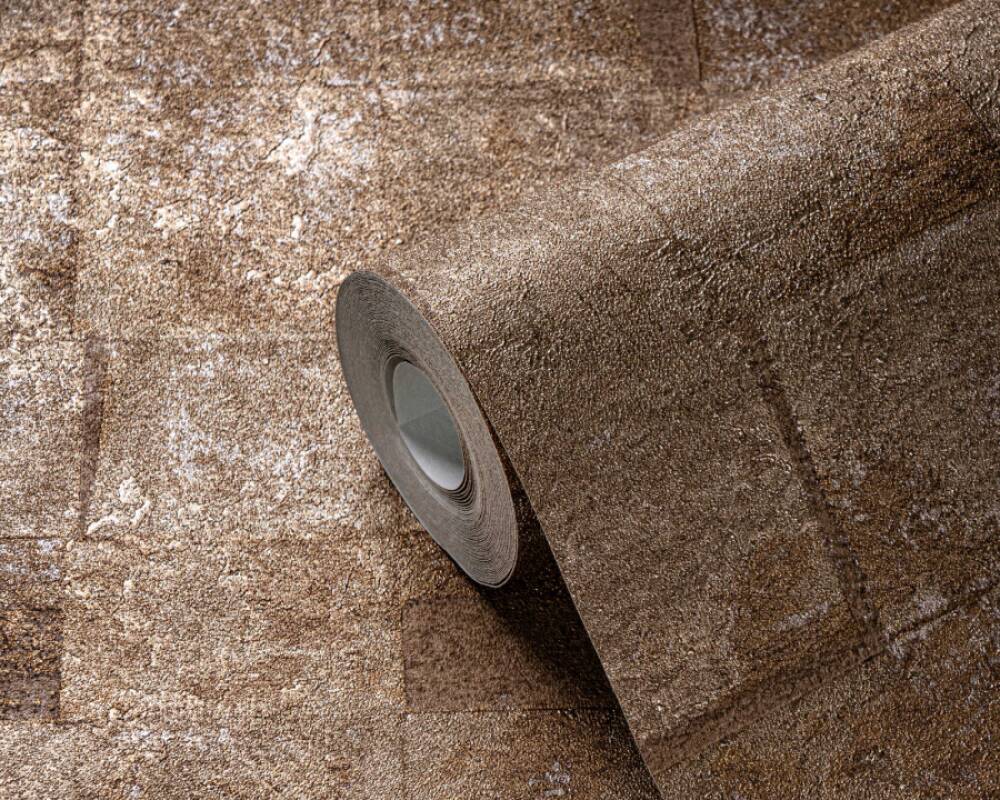 Tile Texture Metallic Effect Wallpaper in Gold
