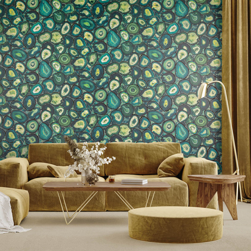 Filo Agate Wallpaper in Green Pepper