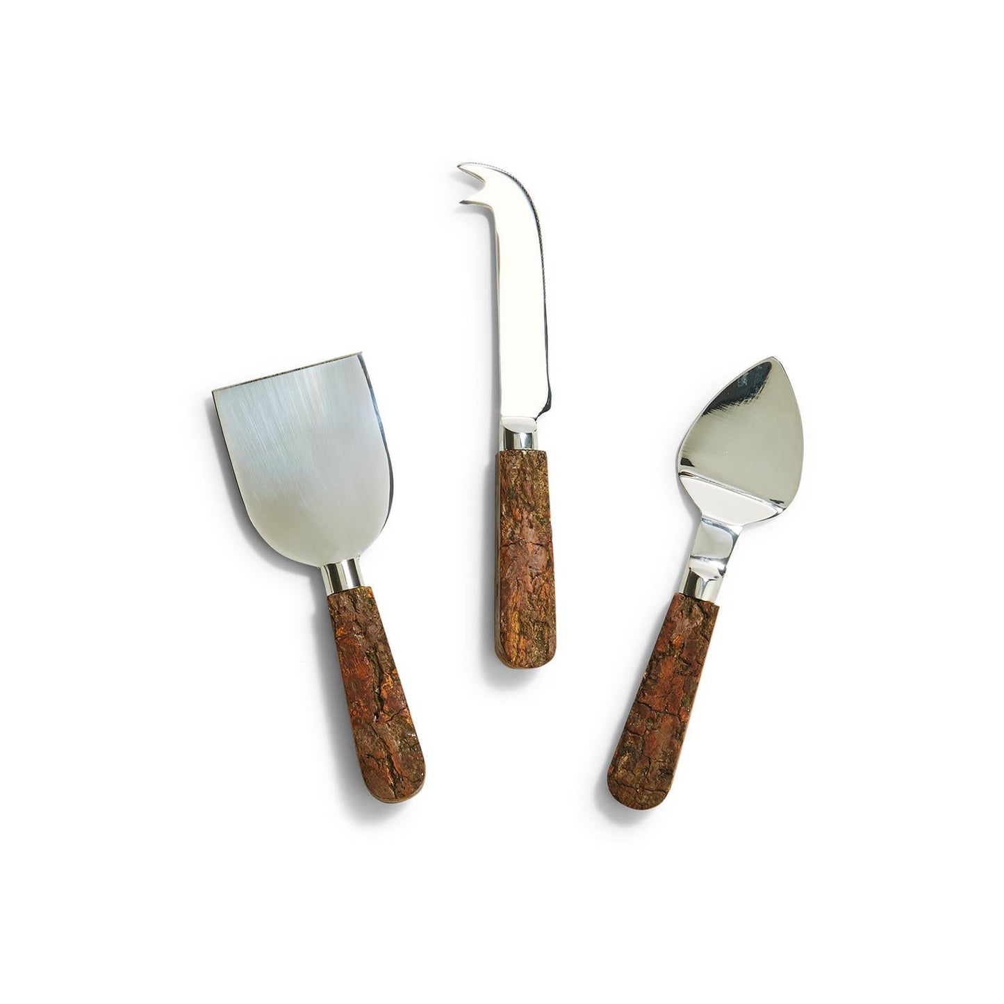 rustic charm bark handle cheese knives set of 3 3