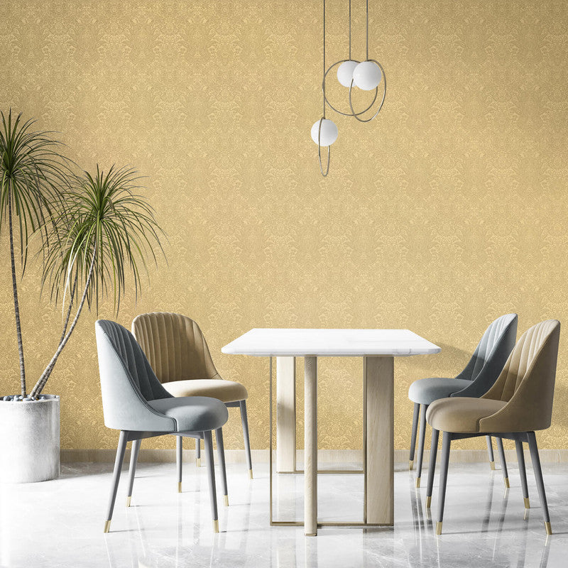 Brocade Wallpaper in Ochre