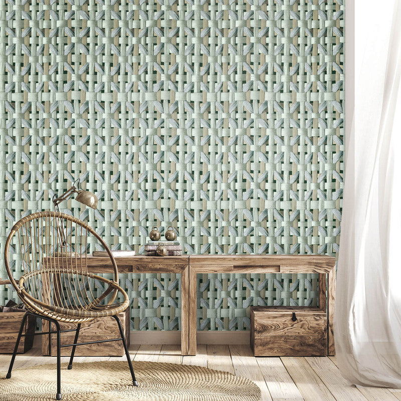 Seta Octagonal Honeycomb Wallpaper in Green Pepper