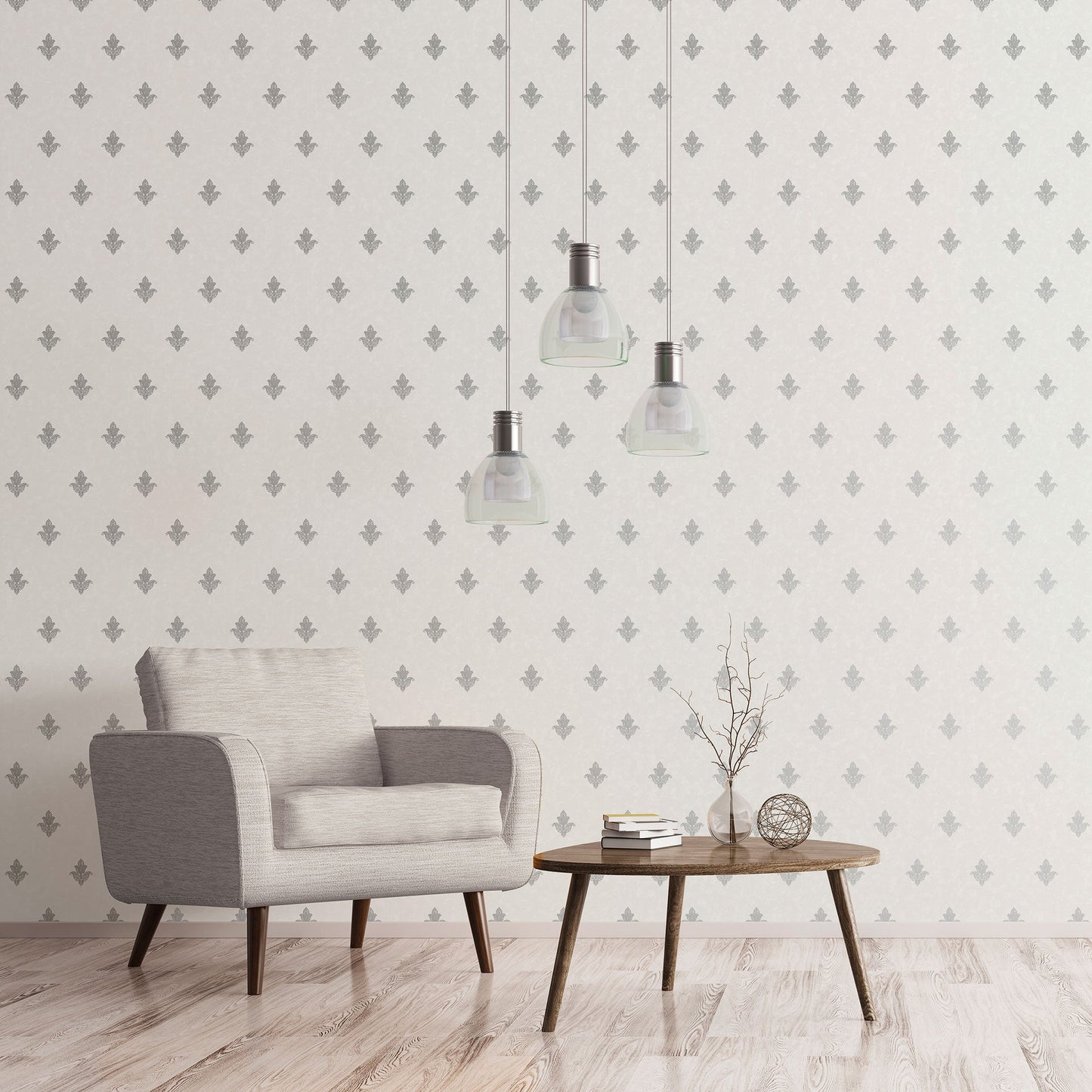 Mehndi Motif Cream/Silver from the Emporium Collection by Galerie Wallcoverings