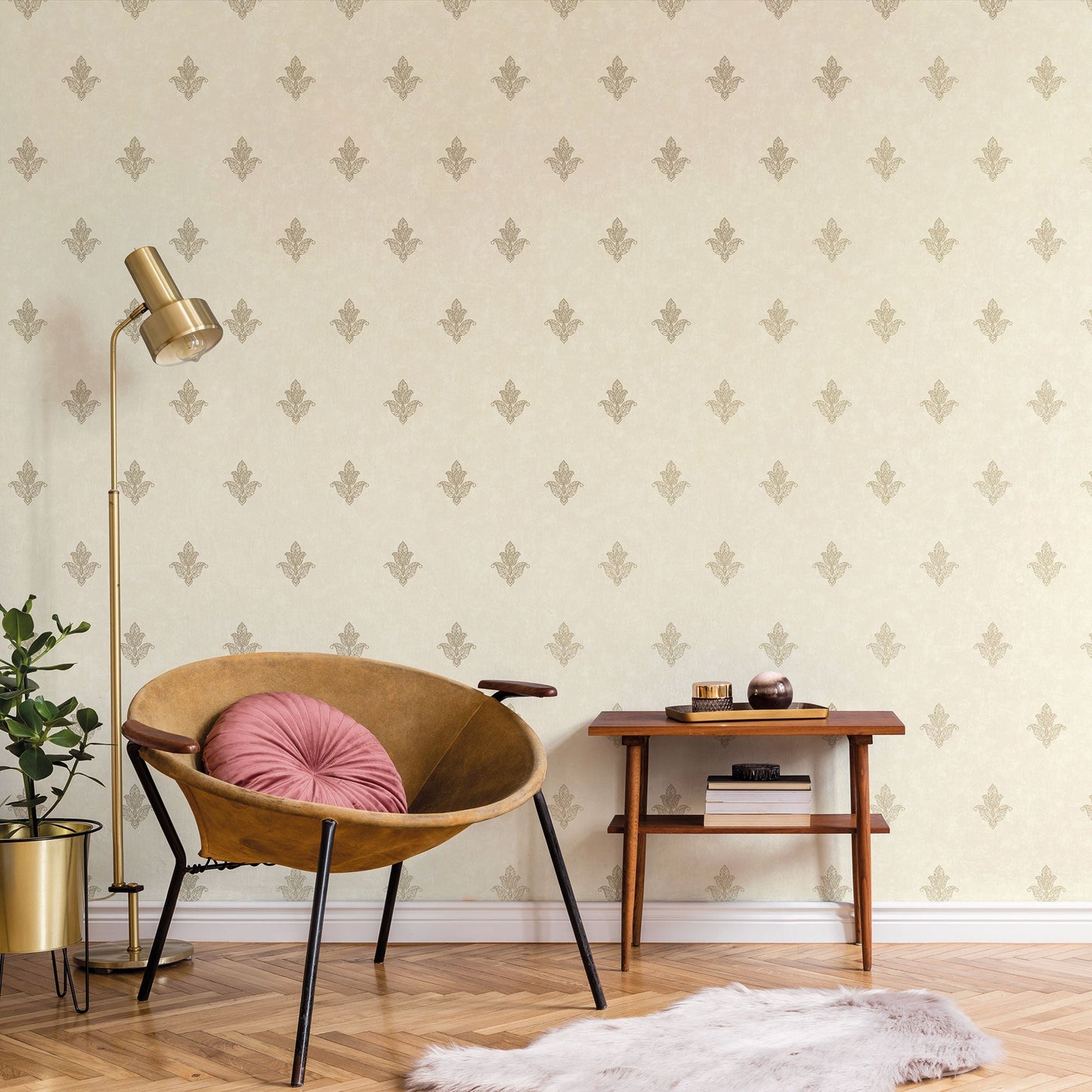 Mehndi Motif Cream/Gold from the Emporium Collection by Galerie Wallcoverings