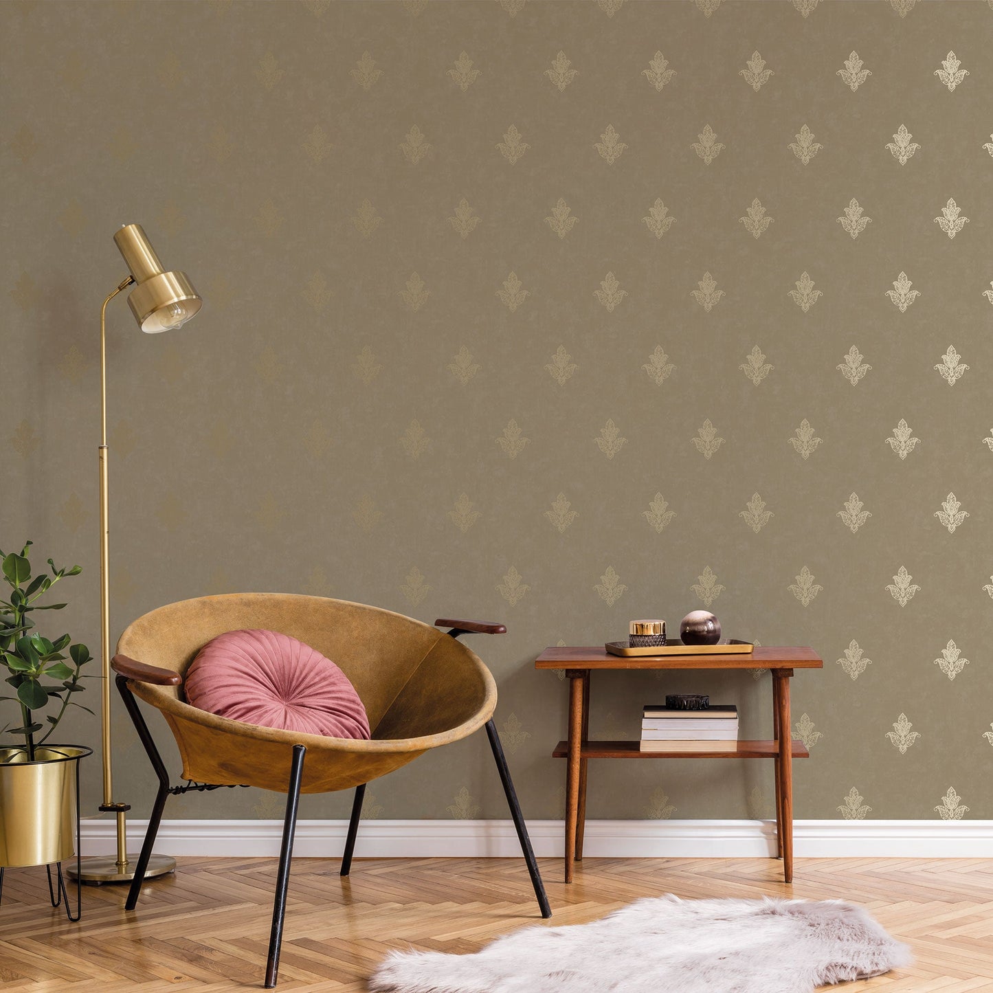 Mehndi Motif Gold from the Emporium Collection by Galerie Wallcoverings