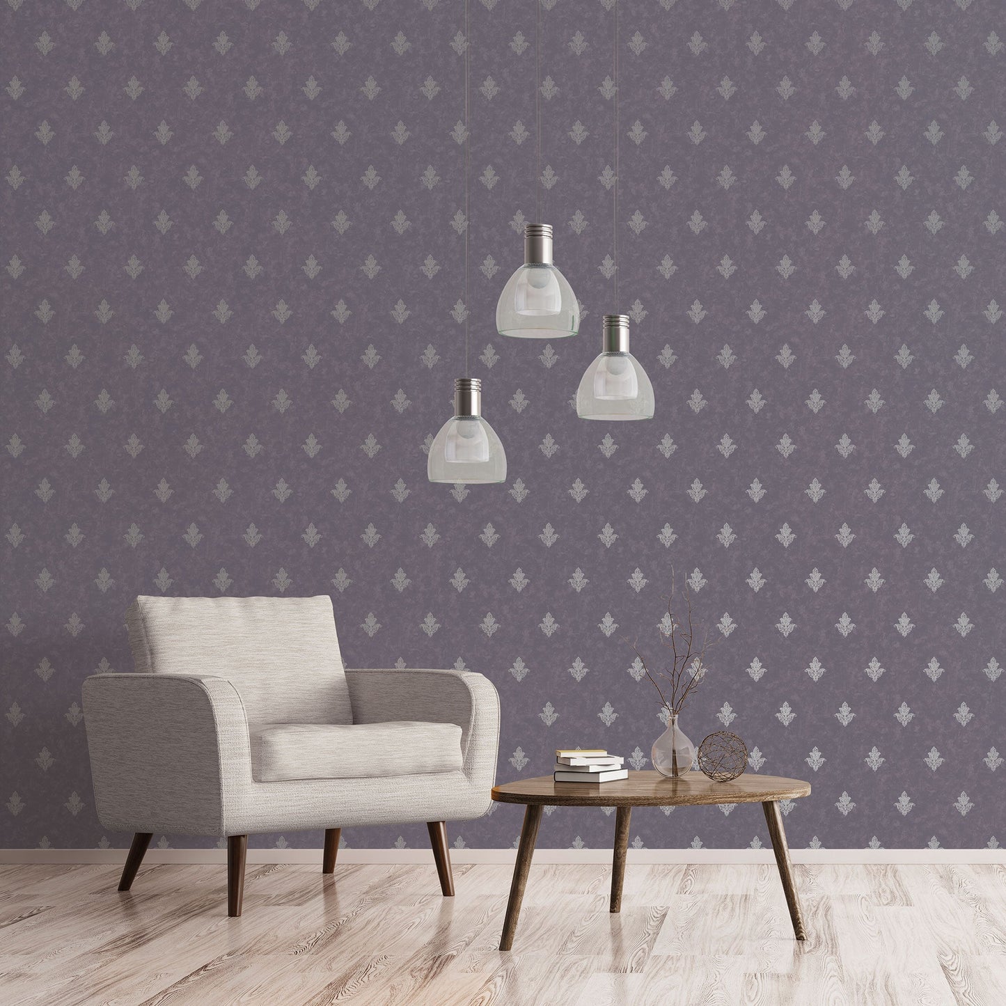 Mehndi Motif Purple/Silver from the Emporium Collection by Galerie Wallcoverings