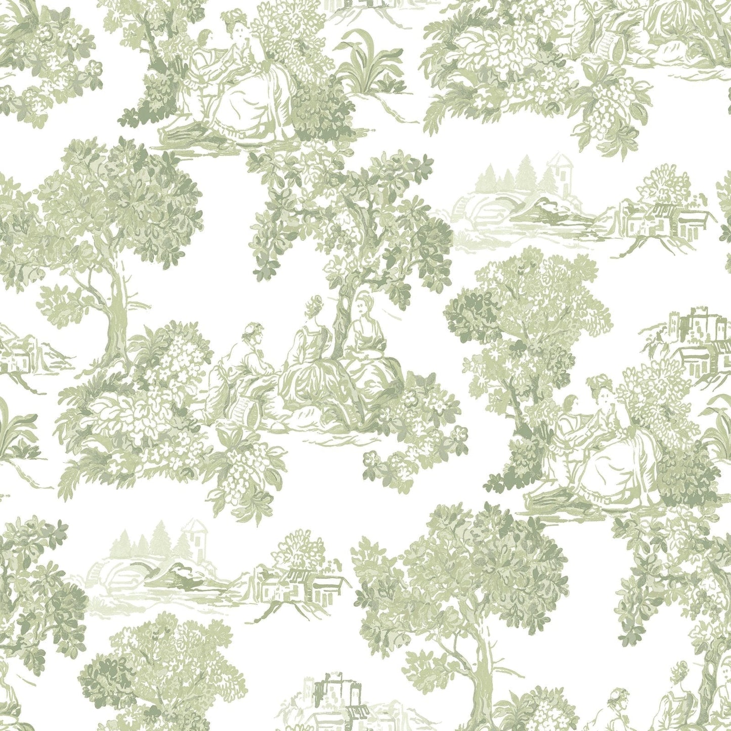 Blooming Garden Toile Garden In Green Galerie Wallcoverings 8344 1