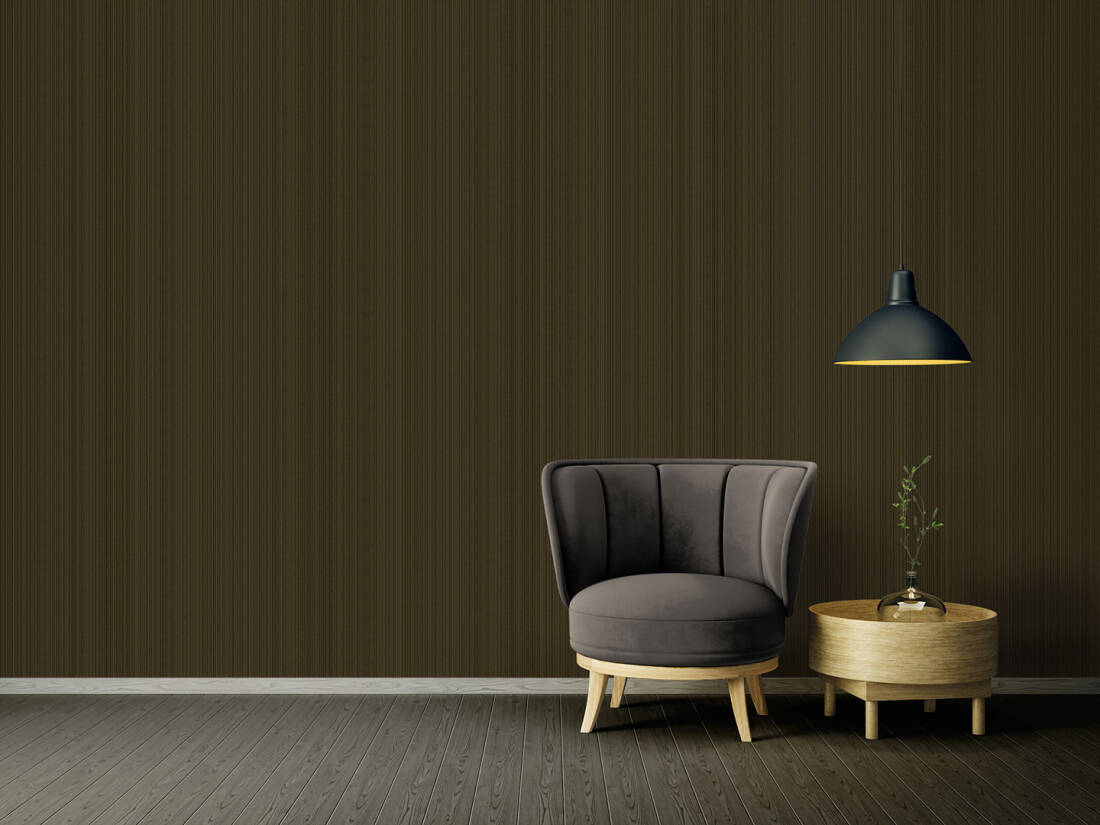 Modern Stripes Textured Wallpaper in Black/Gold