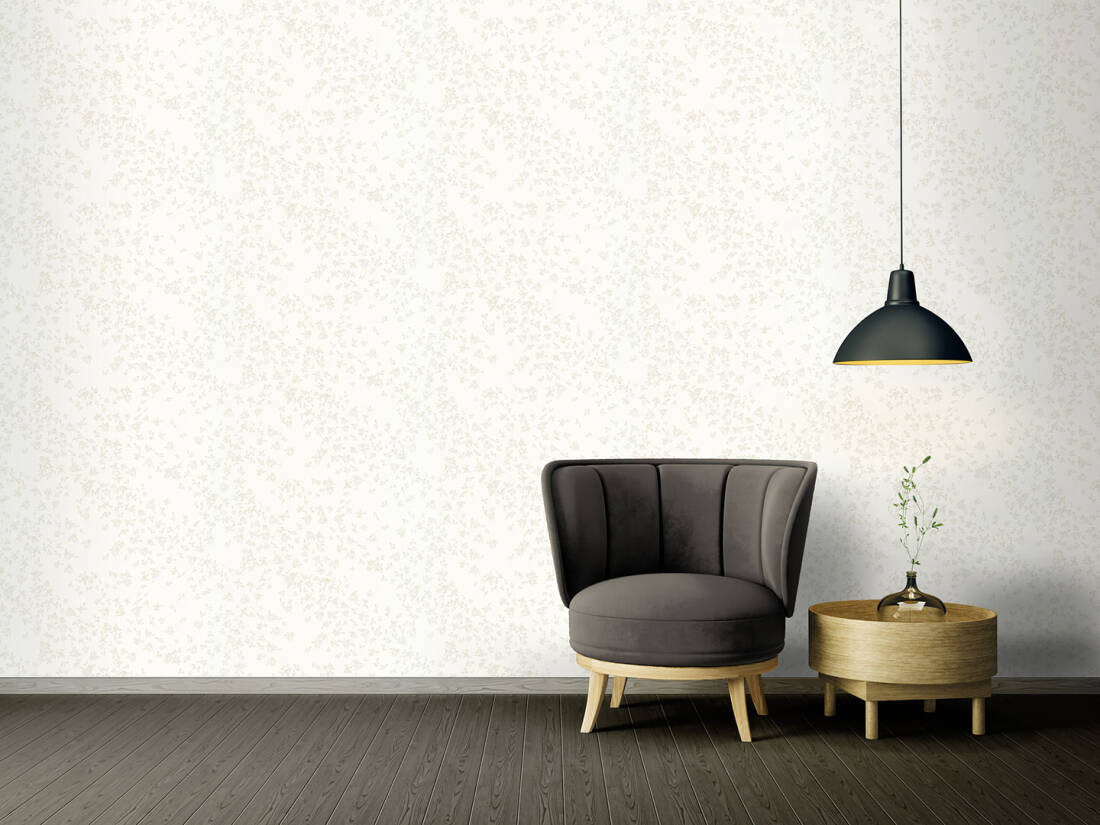 Floral Petite Textured Wallpaper in Cream from the Versace IV Collection