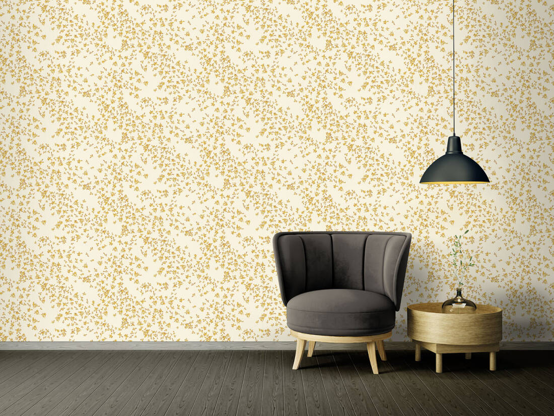 Floral Petite Textured Wallpaper in Beige/Yellow from the Versace IV Collection